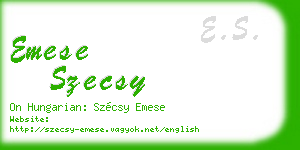 emese szecsy business card